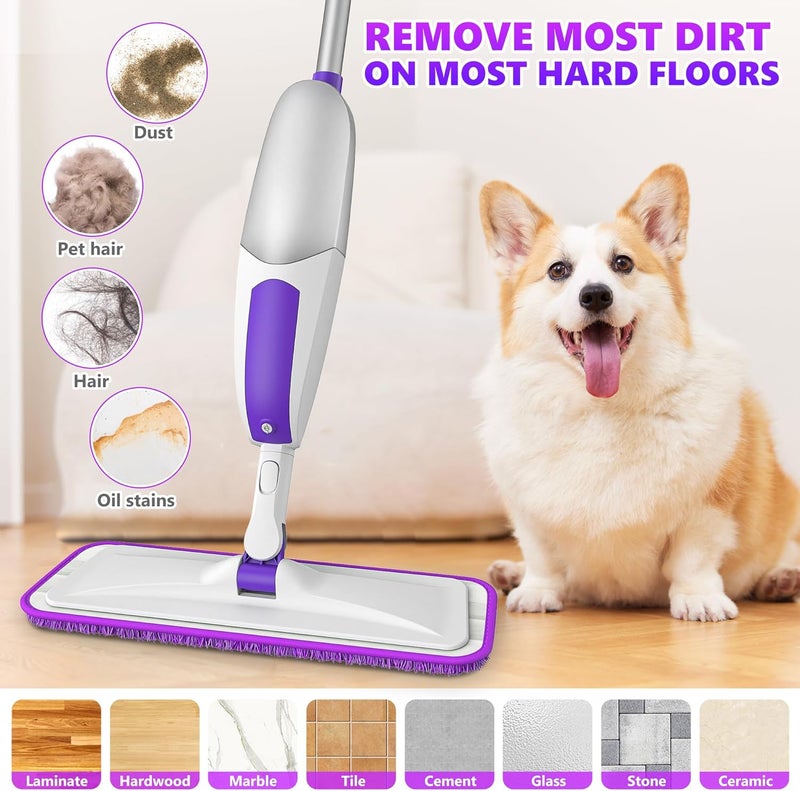 SEVENMAX Microfiber Spray Mops for Floor Cleaning - Dry Wet Floor Mop with Sprayer 3 Washable Pads fit Swiffer Powermop for Hardwood Laminate Tile Wood Vinyl Ceramic Home Kitchen Cleaning - Image 5